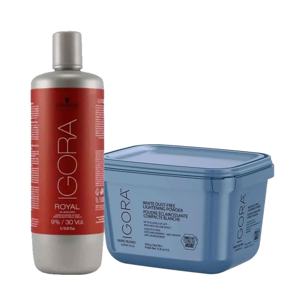 Kit Igora Pó Descolorante Vario Blond Super Plus 450g + Oxigenada 30 Volumes 1L