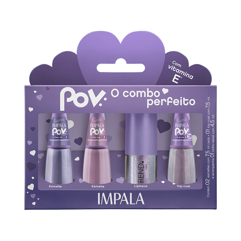Kit Impala 3 Esmaltes + Gloss Luara POV
