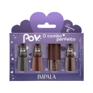 Kit Impala 3 Esmaltes + Gloss Marcella POV