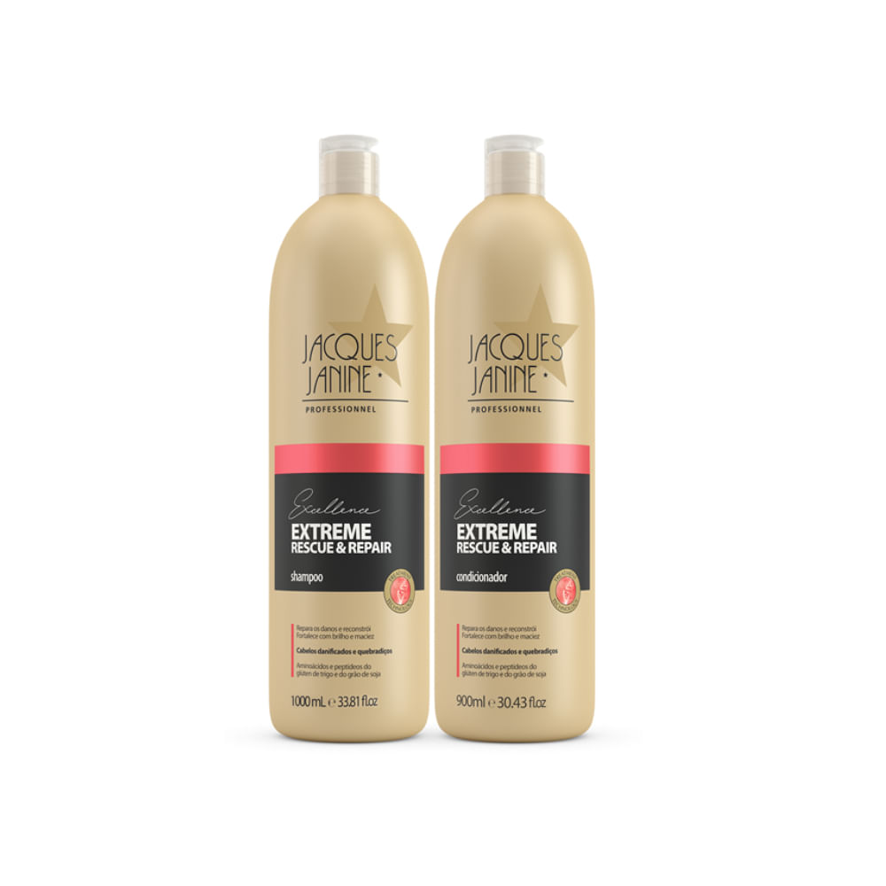 Kit Jacques Janine Extreme Rescue & Repair Shampoo 1000ml + Condicionador 900ml