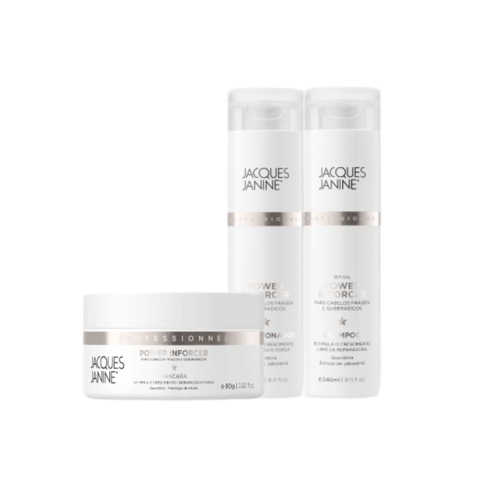 Kit Jacques Janine Power Inforcer Shampoo 240ml + Condicionador 240ml + Máscara de Tratamento 80g