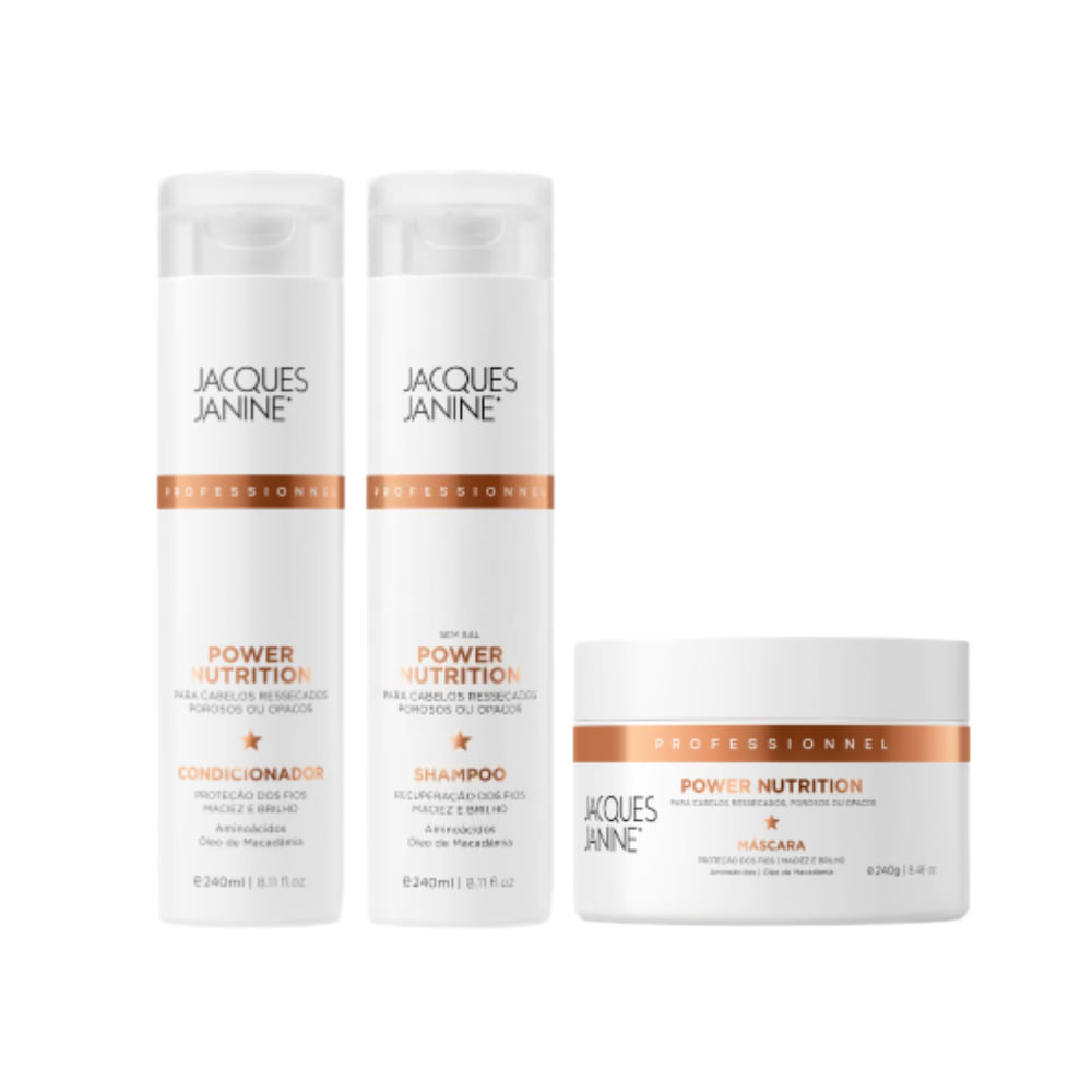 Kit Jacques Janine Power Nutrition Shampoo 240ml + Condicionador 240ml + Máscara de tratamento 240g
