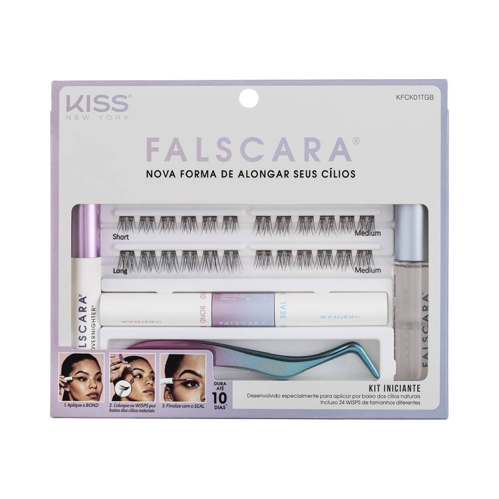 Kit Kiss New York Completo Iniciante Cílios Postiços Falscara