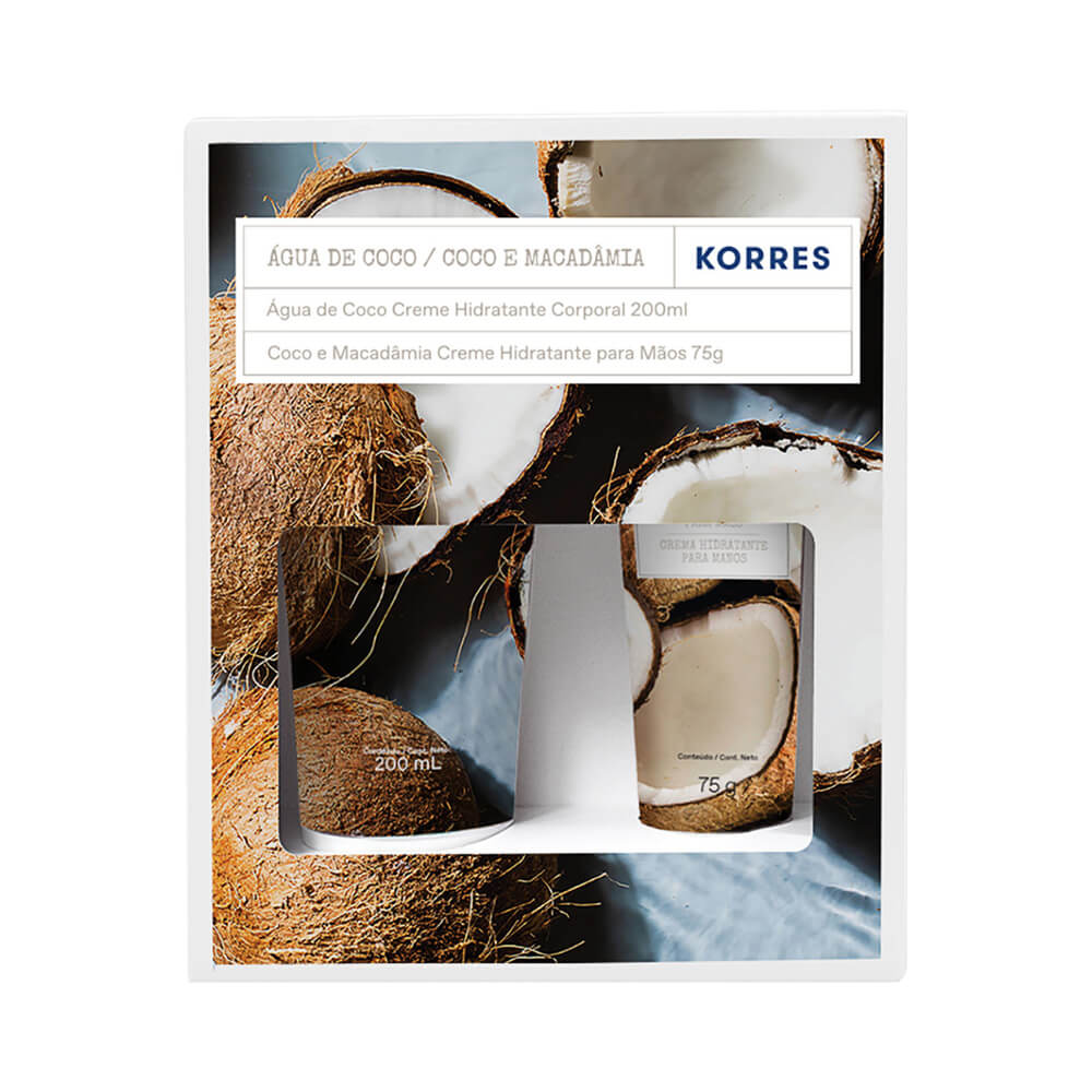 Kit Korres Creme Corporal Água de Coco 200ml + Creme para Mãos Coco e Macadâmia 75g