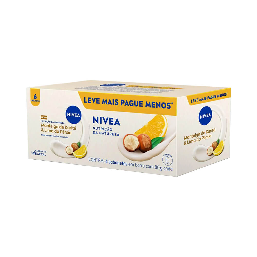 Sabonete Vegetal Nivea Nutrição Da Natureza Manteiga De Karité & Lima Da Pérsia 80g 6 unidades