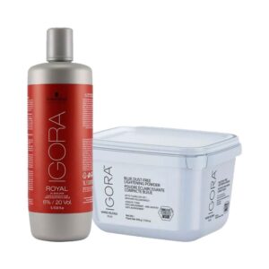 Kit Pó Descolorante Igora Vario Blond Plus 450g + Oxigenada 6% 20 Volumes 1L