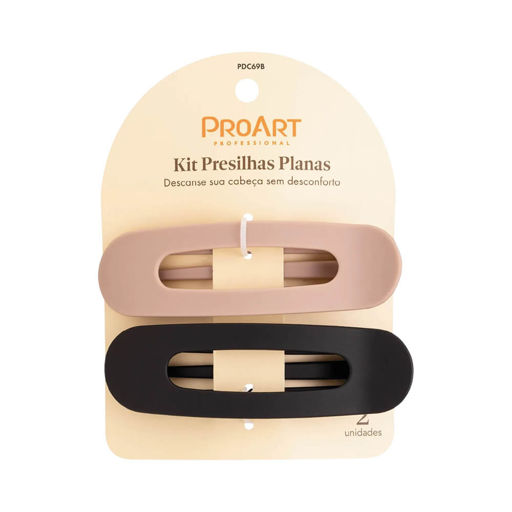 Kit Presilha Proart Plana Preto e Bege 2 Unidades