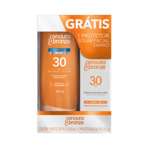 Kit Protetor Cenoura & Bronze 200ml FPS 30 Grátis Protetor Facial 50g FPS 30