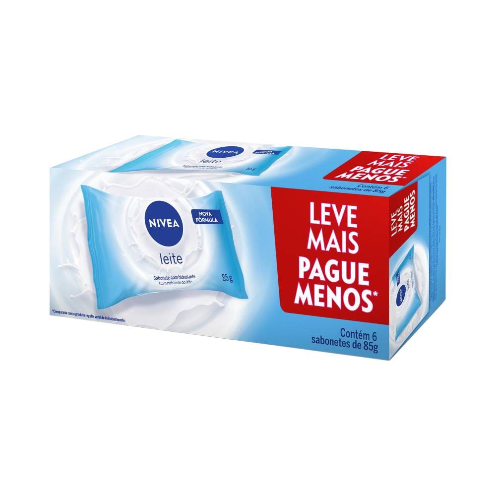 Sabonete em Barra Nivea Hidratante Leite Promo 6 Unidades 85g