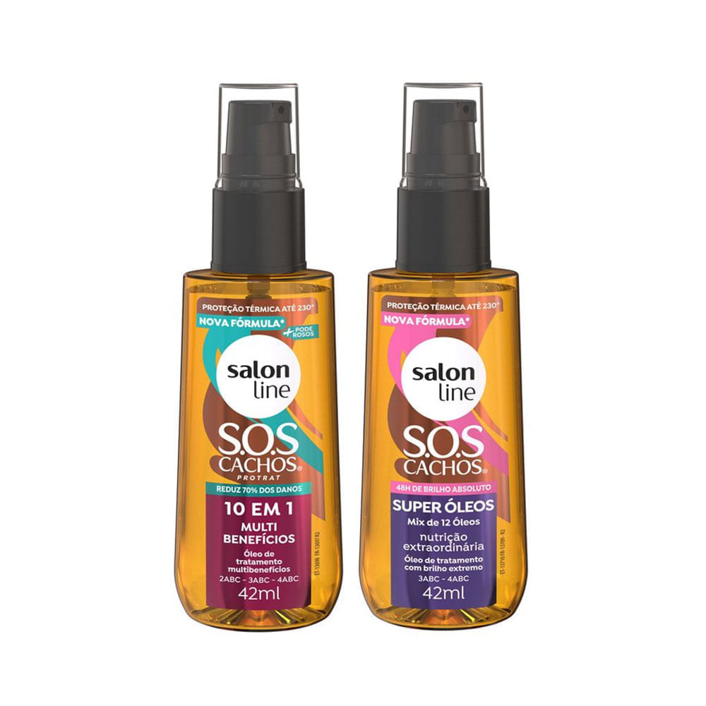 Kit Salon Line 2 Óleos de Tratamento 42ml SOS Cachos Super Óleos e Multibenefícios