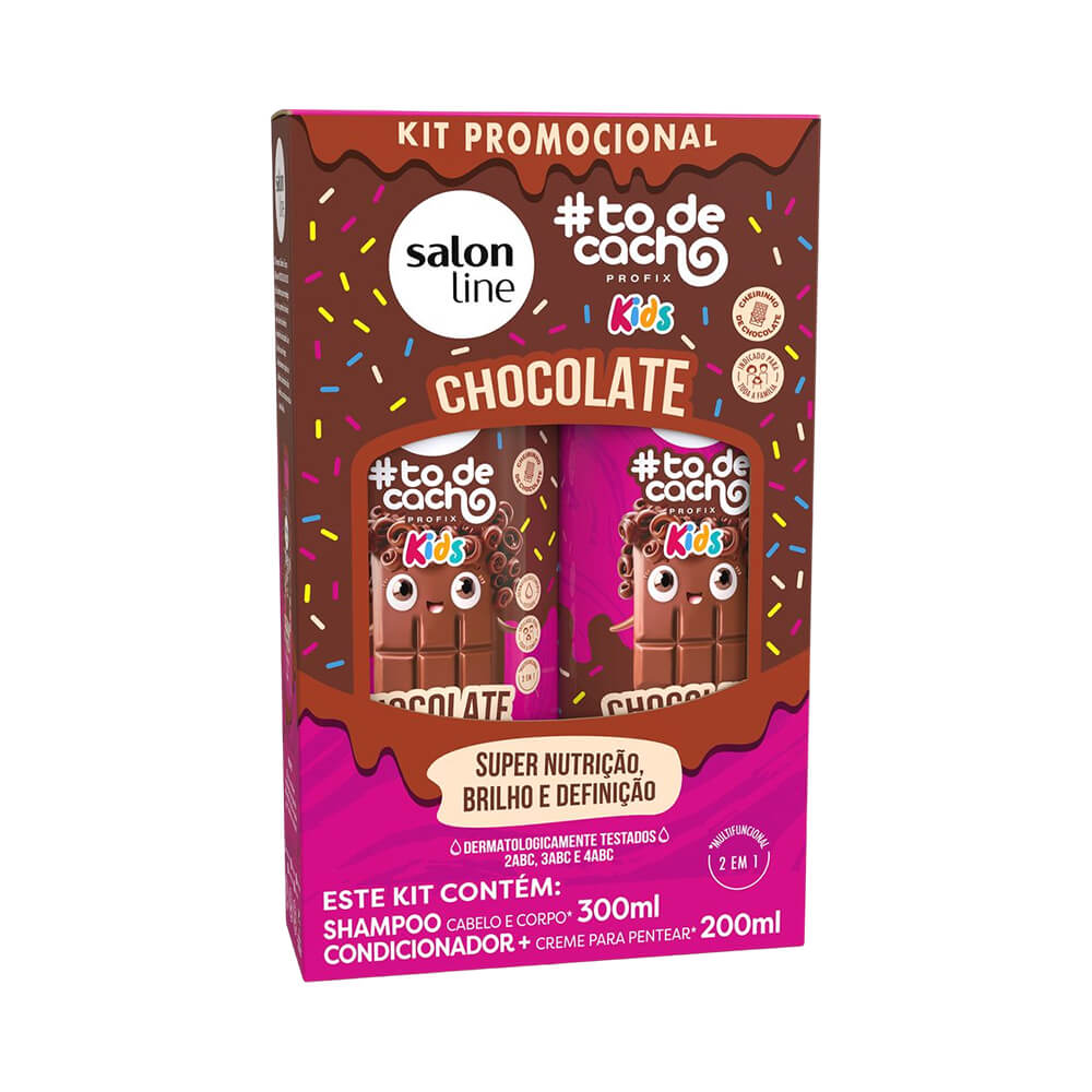 Kit Shampoo 300ml e Condicionador 200ml #todecacho Kids Chocolate Salon Line