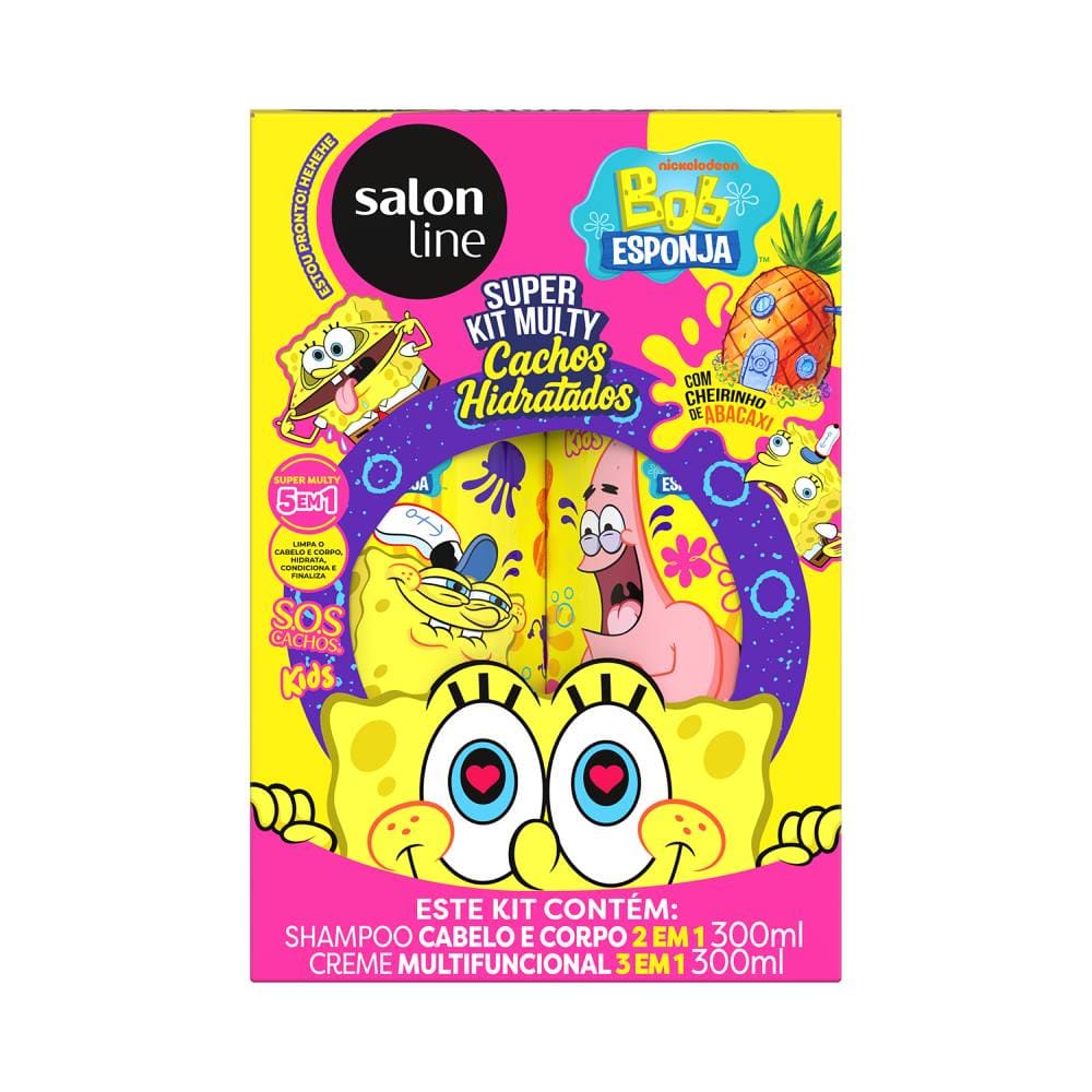 Kit Salon Line Kids Shampoo + Creme Multifuncional Bob Esponja