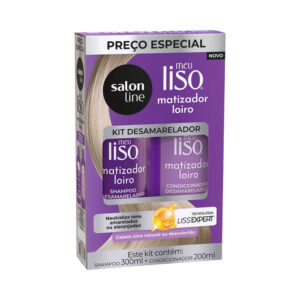 Kit Shampoo 300ml e Condicionador 200ml Meu Liso Matizador Salon Line