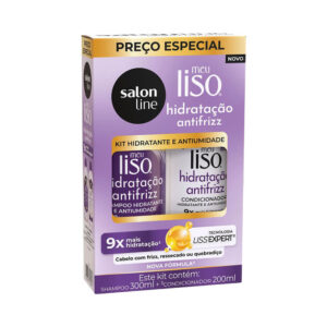 Kit Shampoo 300ml e Condicionador 200ml Meu Liso Antifrizz Hidratação Salon Line