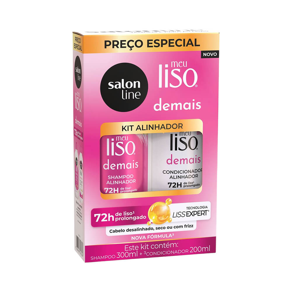 Kit Shampoo 300ml e Condicionador 200ml Meu Liso Demais Salon Line