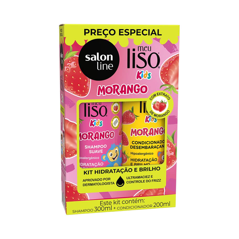 Kit Salon Line Shampoo + Condicionador Meu Liso Kids Morango 500ml