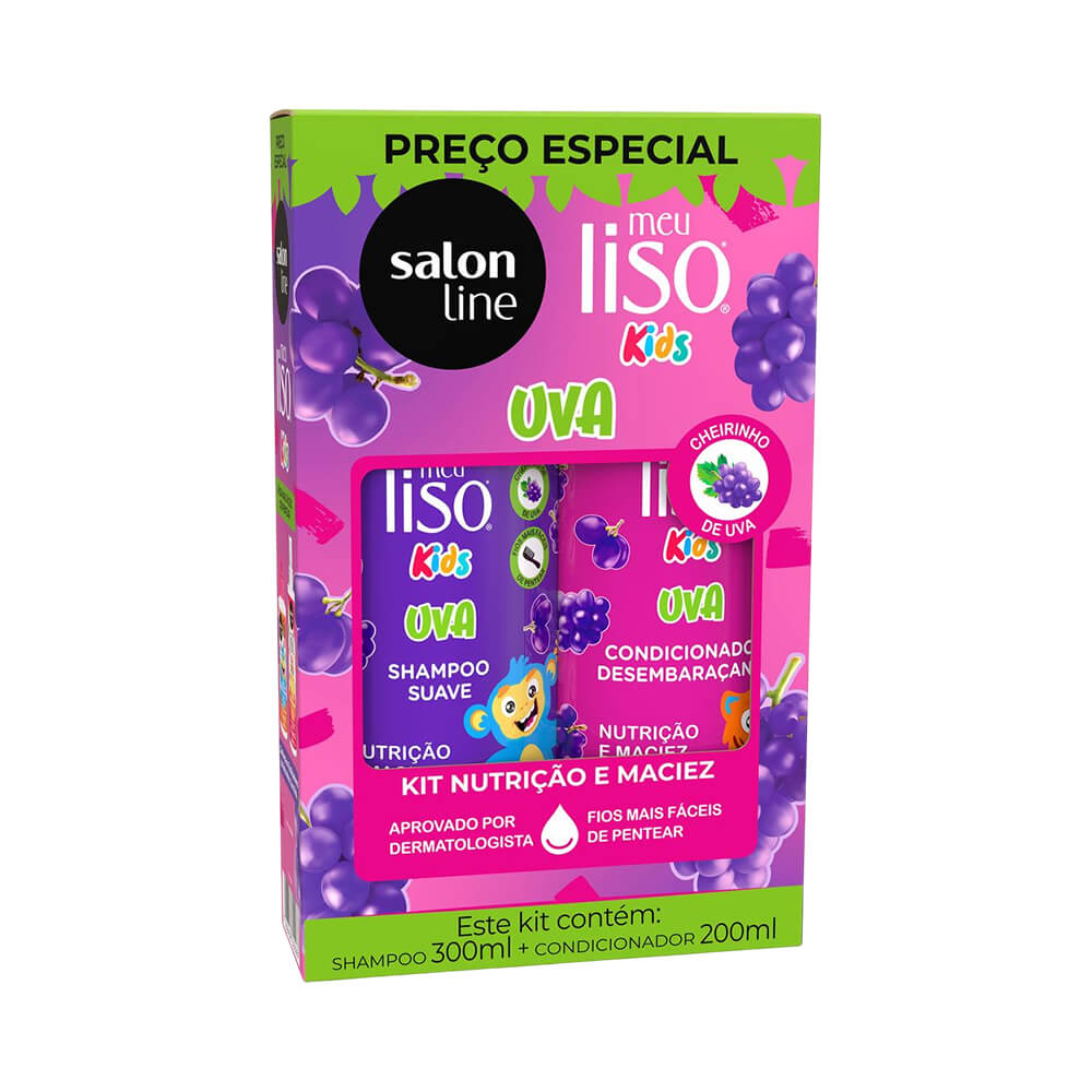 Kit Salon Line Shampoo + Condicionador Meu Liso Kids Uva 500ml