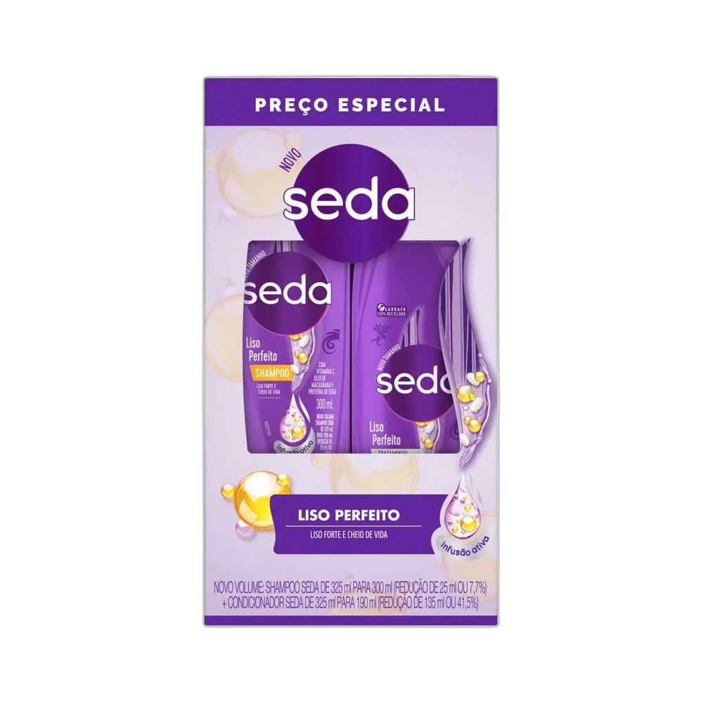 Kit Seda Shampoo 300ml + Condicionador 190ml Liso Perfeito