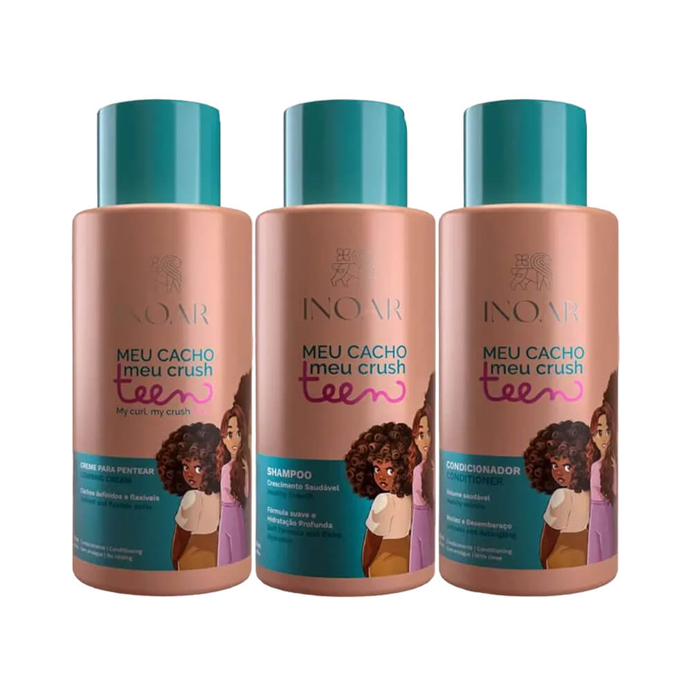 Kit Shampoo + Condicionador + Creme de Pentear Inoar Meu Cacho Meu Crush Teen