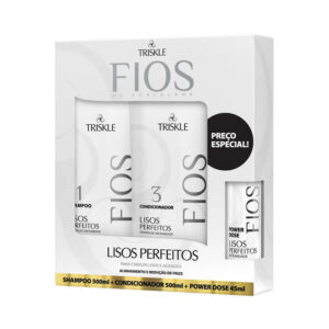 Kit Triskle Shampoo + Condicionador + Ampola Fios de Porcelana Lisos Perfeitos