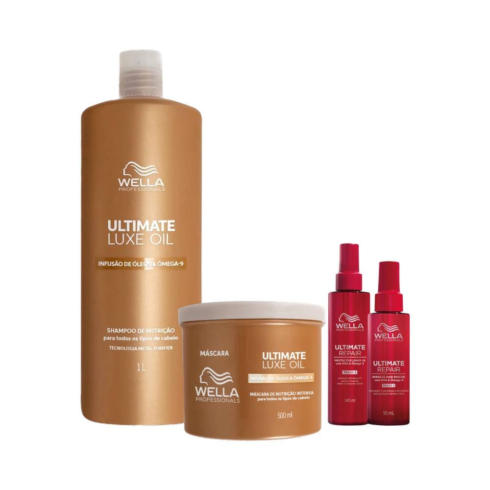 Kit Wella Ultimate Shampoo + Máscara + Protetor Térmico + Leave-In