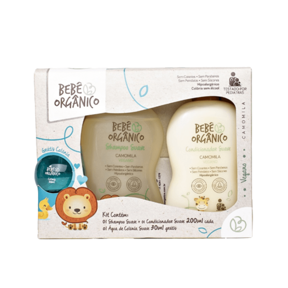 Kit Shampoo + Condicionador 200ml Beauty Slime Bebê Orgânico Grátis Água de Colônia