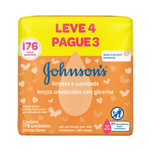 Lenço Umedecido Johnson Glicerina 176 Unidades