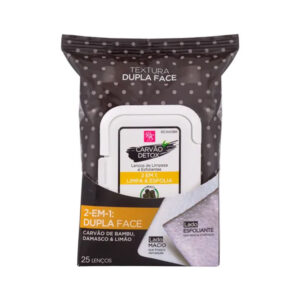 Lenços de Limpeza Facial Esfoliante Carvão Detox Kiss New York 25 Unidades