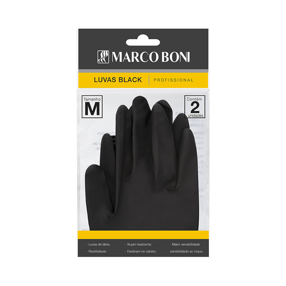 Luva Black Marco Boni Profissional M com 2 Unidades (1496)
