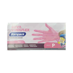 Luva Bompack Vinilflex Sem Pó Rosa C/100 Unidades P