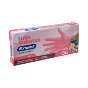 Luva Bompack Vinilflex Sem Pó Rosa C/ 100 Unidades GG
