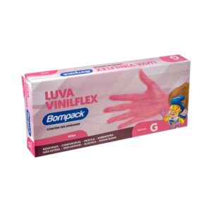 Luva Bompack Vinilflex Sem Pó Rosa C/100 Unidades G