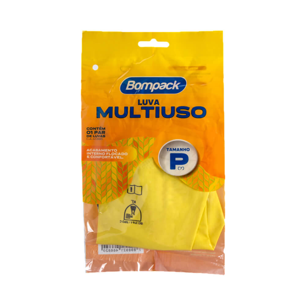 Luva de Látex Bompack Flocada Amarela (P)