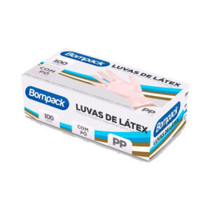 Luva de Latex Bompack com Pó 100 Unidades PP