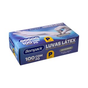 Luva de Latex Bompack com Pó 100 Unidades P