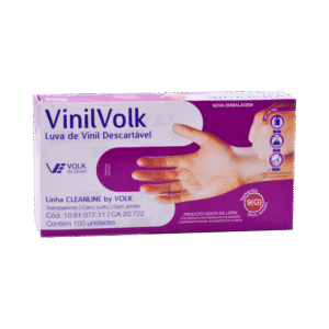 Luvas Descartáveis de Vinil Volk Sem Amido com 100 Unidades - G