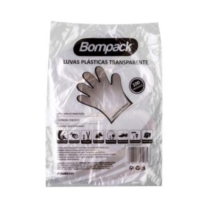 Luvas Plásticas Descartáveis Bompack 100 Unidades