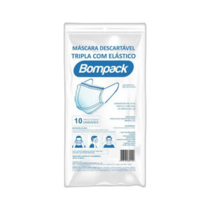 Máscara Descartável Bompack Tripla 10 Unidades