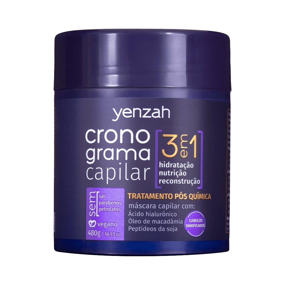 Máscara Yenzah Cronograma Capilar 3 em 1 Pós-Química 480g