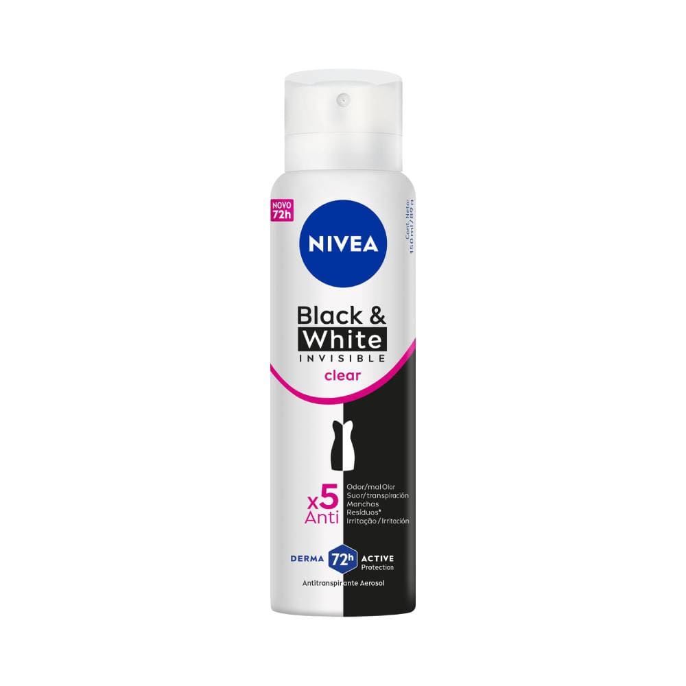NIVEA Desodorante Antitranspirante Aerosol Invisible Black & White Clear 150ml