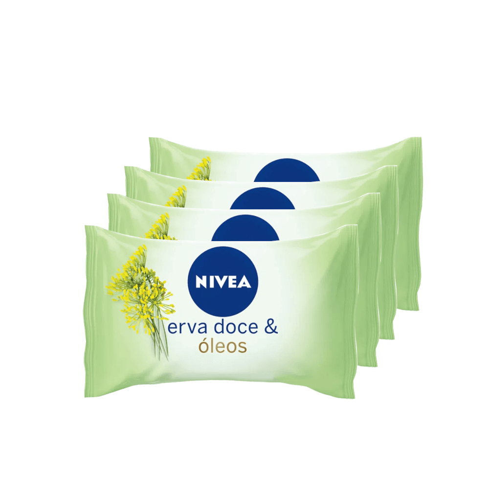 Kit NIVEA Sabonete em Barra Erva Doce & Óleos 85g (4 Produtos)