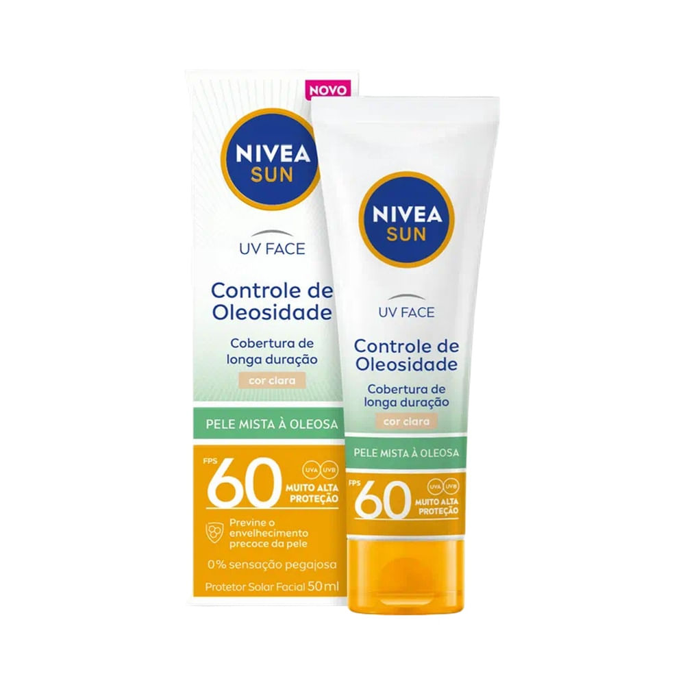 Protetor Facial Nivea Sun UV Face Pele Oleosa FPS 60 Cor Clara 50ml