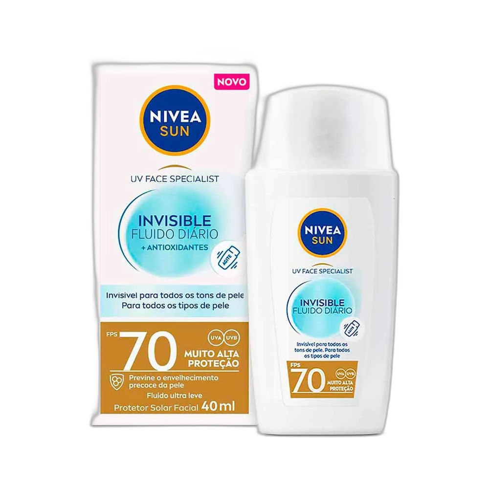 Protetor Facial Nivea Sun UV Face Specialist Invisible Fluido Diário FPS 70 40ml