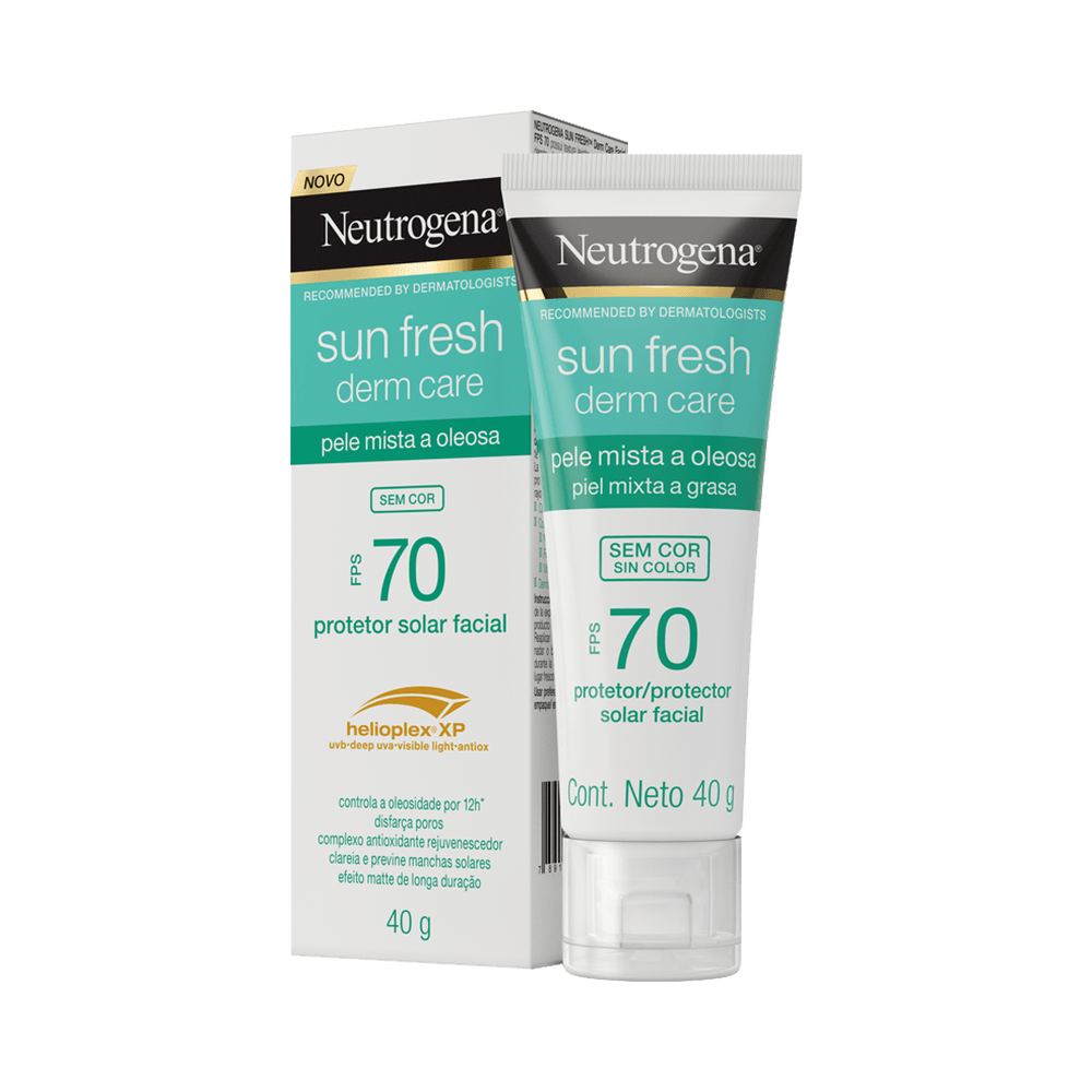 Protetor Solar Facial Neutrogena Sun Fresh Derm Care FPS 70 Pele Mista a Oleosa 40g