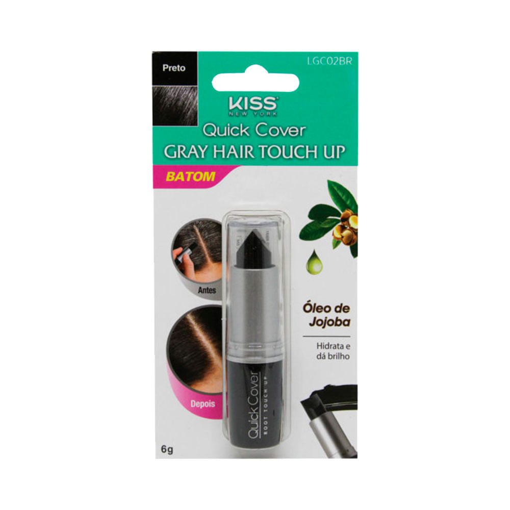 Retoque de Raiz Kiss New York Gray Hair Stick Preto