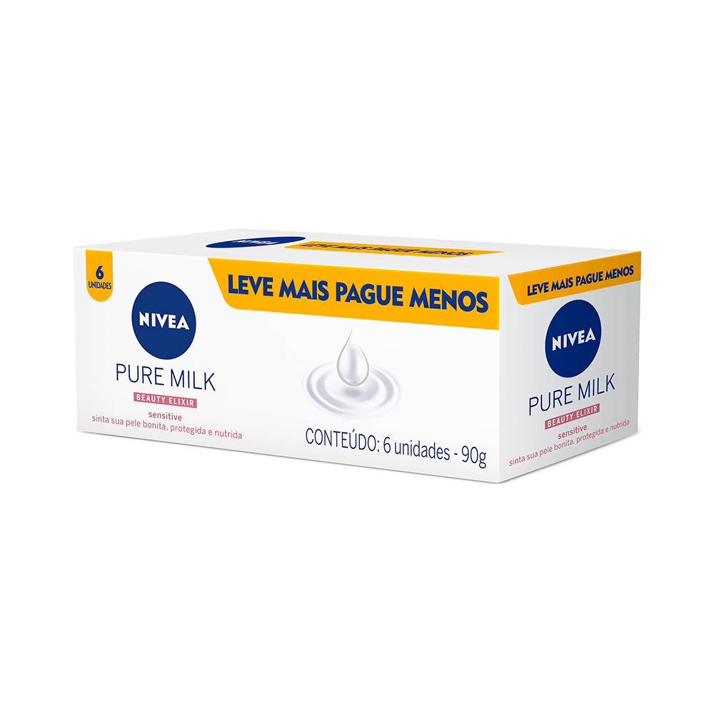 Sabonete em Barra Nivea Pure Milk Sensitive Promo 6 Unidades 90g
