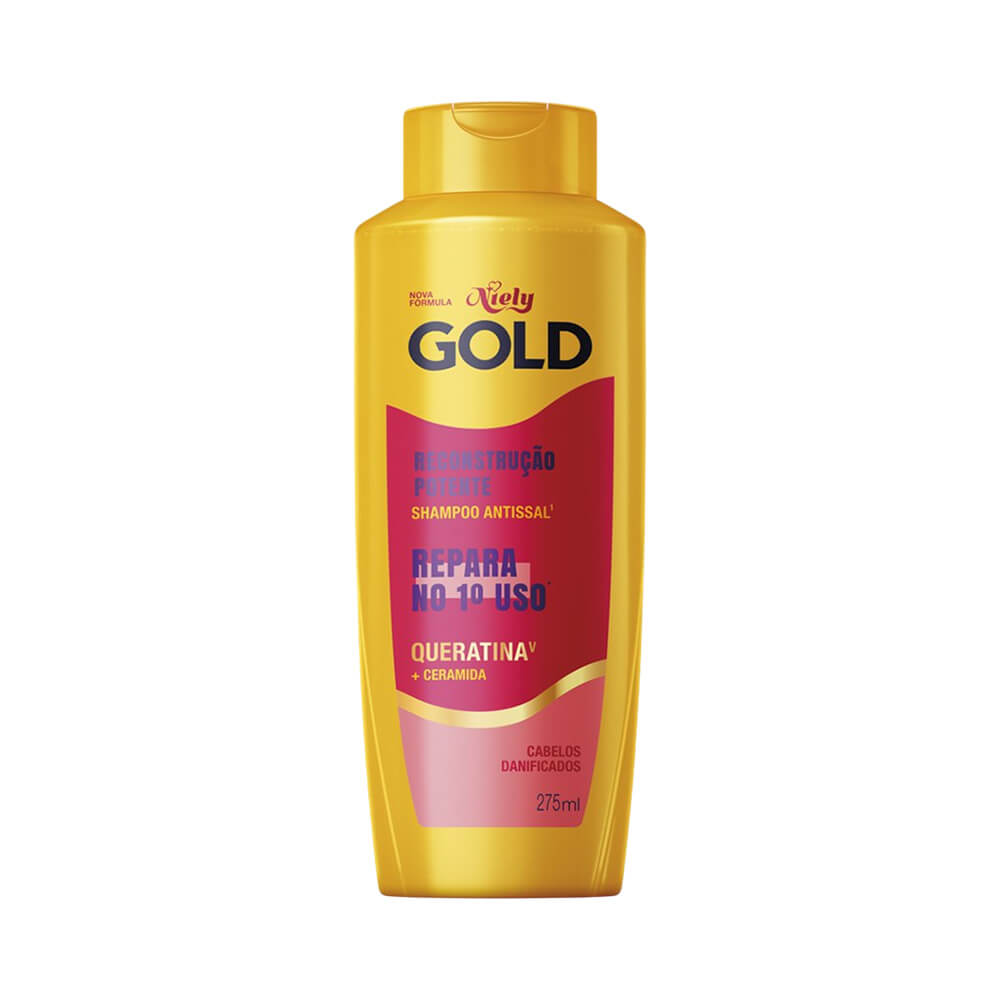 Shampoo Niely Gold Reconstrução Potente Queratina 275ml
