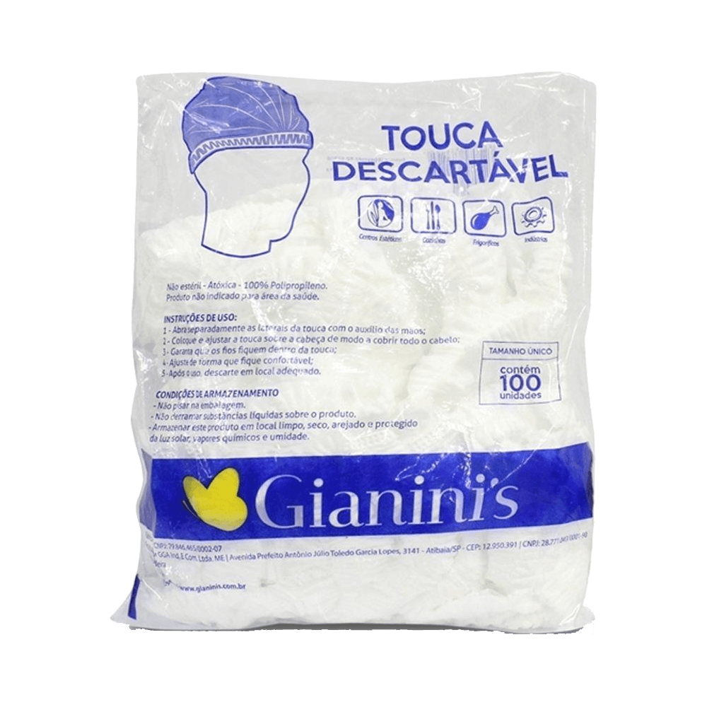 Touca Descartável Gianinis com 100 Unidades