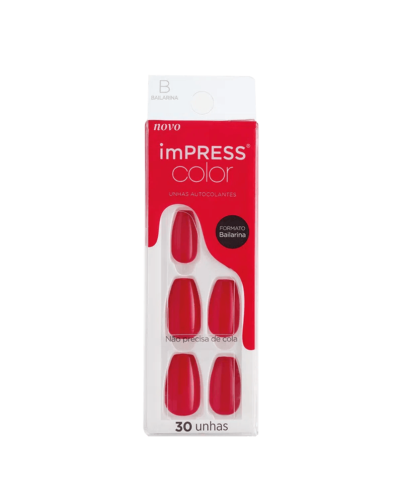 Unha Postiça Kiss New York Autocolante imPRESS Color Bailarina Beet Snacks
