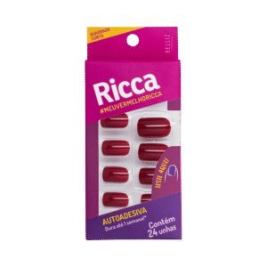 Unhas Auto Adesivas Ricca Vermelho Bordô (1845)